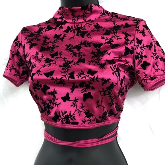 Dolls Kill Tops - Brand New Motel Rocks Asian Wrap Crop Top